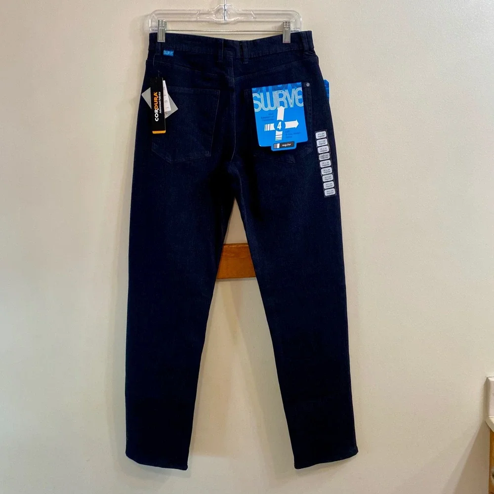 Swrve Regular Fit Jeans Cycling 4-Way Stretch Indigo Blue Cordura Sz‎ 30x34 NWT